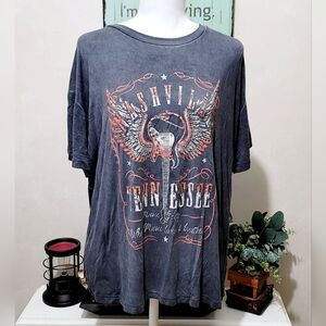 Woman's Nashville Rhinestone Graphic Soft Relaxed Fit T-Shirt
